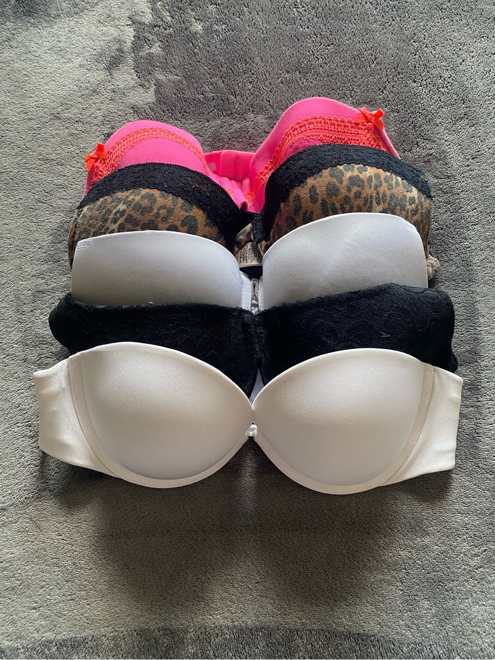 Pack of Women’s Strapless & Push-Up Bras - White, Black, Pink, Leopard